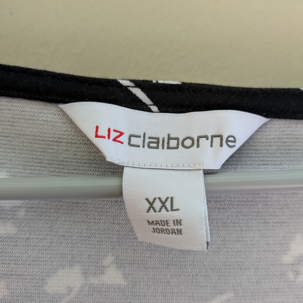 Liz Claiborne Black Flower Blouse - Picture 3 of 4
